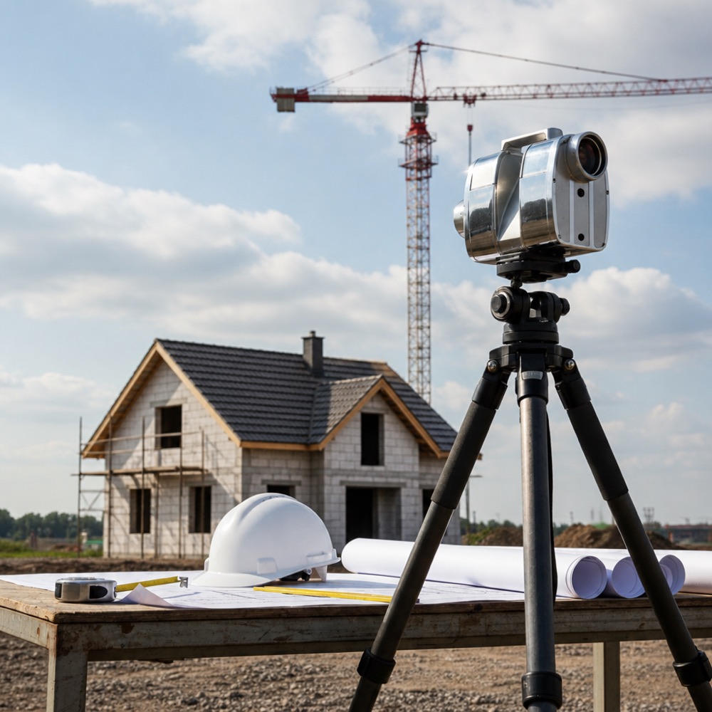 Surveying an existing building with 3D scanning equipment